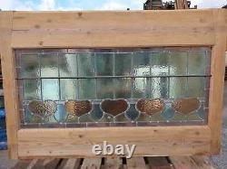 Reclaimed Stained Glass Window Screen Panel Leaded Art Nouveau Hearts