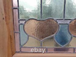 Reclaimed Stained Glass Window Screen Panel Leaded Art Nouveau Hearts