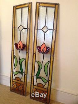 Reclaimed Vintage Art Deco Original Bevelled Stained Glass Door Panels Fantastic