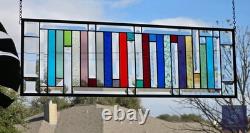 Rectangular stained glass panel rainbow, window hanging, sidelight, transom