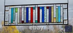 Rectangular stained glass panel rainbow, window hanging, sidelight, transom