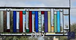 Rectangular stained glass panel rainbow, window hanging, sidelight, transom