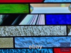 Rectangular stained glass panel rainbow, window hanging, sidelight, transom