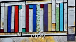 Rectangular stained glass panel rainbow, window hanging, sidelight, transom