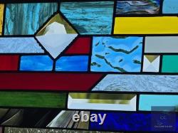 Rectangular stained glass panel rainbow, window hanging, sidelight, transom