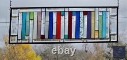 Rectangular stained glass panel rainbow, window hanging, sidelight, transom