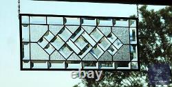 Rectangular stained glass window panel, hanging, privacy glass, Made to order