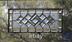 Rectangular stained glass window panel, hanging, privacy glass, Made to order