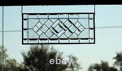 Rectangular stained glass window panel, hanging, privacy glass, Made to order