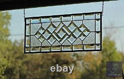 Rectangular stained glass window panel, hanging, privacy glass, Made to order