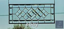 Rectangular stained glass window panel, hanging, privacy glass, Made to order