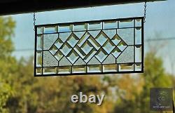 Rectangular stained glass window panel, hanging, privacy glass, Made to order