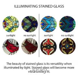 Red Floral Vines Traditional Multicolored Stained Glass Window Panel