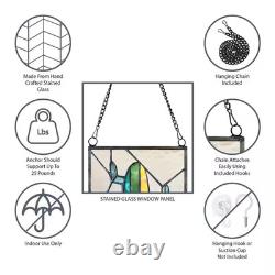 Red Floral Vines Traditional Multicolored Stained Glass Window Panel