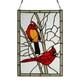 Red Northern Cardinal Songbird Stained Glass Window Panel