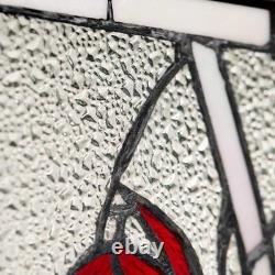 Red Northern Cardinal Songbird Stained Glass Window Panel