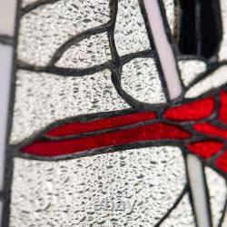 Red Northern Cardinal Songbird Stained Glass Window Panel