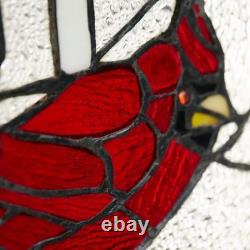 Red Northern Cardinal Songbird Stained Glass Window Panel