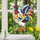 Red Rusty Rooster Stained Glass Window Panel 11.5 x 15.25 73-pcs of cut glass