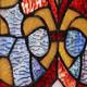 Red Victorian Stained Glass Fleur De Lis Window Panel