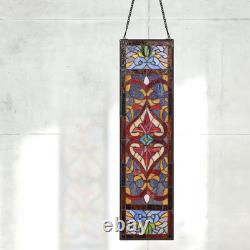 Red Victorian Stained Glass Fleur De Lis Window Panel