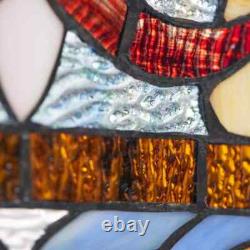 Red Victorian Stained Glass Fleur De Lis Window Panel