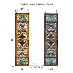 Red Victorian Stained Glass Fleur De Lis Window Panel
