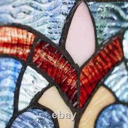 Red Victorian Stained Glass Fleur De Lis Window Panel