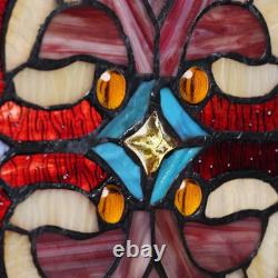 Red Victorian Stained Glass Fleur De Lis Window Panel