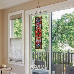 Red Victorian Stained Glass Fleur De Lis Window Panel