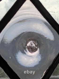 Renovated 1920's Large Hand Painted Stained Glass Window Panel 47.5 x 59 cm