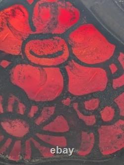 Renovated 1920's Large Hand Painted Stained Glass Window Panel 47.5 x 59 cm