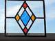 Renovated Bold Compact English Art Deco Stained Glass Panel