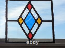 Renovated Bold Compact English Art Deco Stained Glass Panel