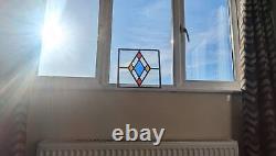 Renovated Bold Compact English Art Deco Stained Glass Panel