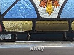 Renovated Compact Vivid English Antique Stained Glass Panel