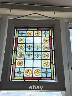 Renovated hand painted Mid Victorian stained glass panel