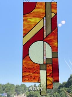 Retro Stained Glass Window Panel Handcrafted In USA