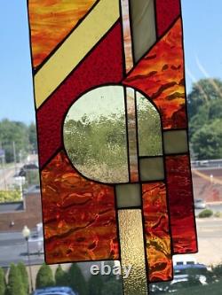 Retro Stained Glass Window Panel Handcrafted In USA