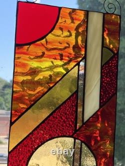 Retro Stained Glass Window Panel Handcrafted In USA