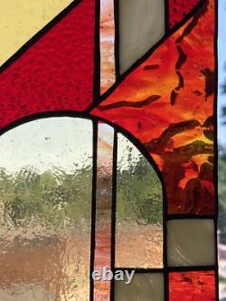 Retro Stained Glass Window Panel Handcrafted In USA