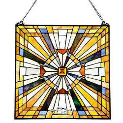 River of Goods 17.5 Stained Glass Mission Style Multi Color WindowithWall Panel