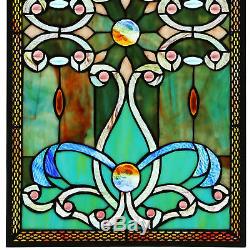 River of Goods 26H Tiffany Style Stained Glass Brandi's Window Panel Green