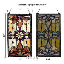 River of Goods Amber Stained Glass Brandi's Window Panel Glass Hanging Hardware