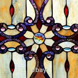 River of Goods Amber Stained Glass Brandi's Window Panel Glass Hanging Hardware