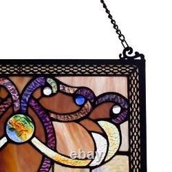 River of Goods Amber Stained Glass Brandi's Window Panel Glass Hanging Hardware