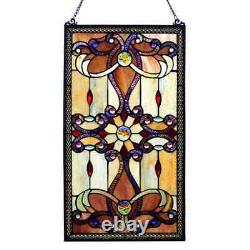 River of Goods Brandi's Amber Stained Glass 26-inch Window Multi-color M