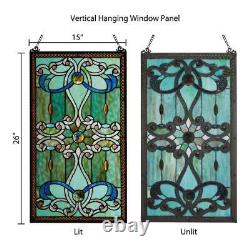 River of Goods Brandi's Window Panel Handcrafted Hanging Stained Glass Green