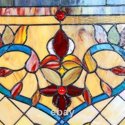 River of Goods Fiery Hearts/Flowers Window Panel Stained Glass 28 in. Chain