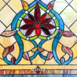 River of Goods Fiery Hearts/Flowers Window Panel Stained Glass 28 in. Chain